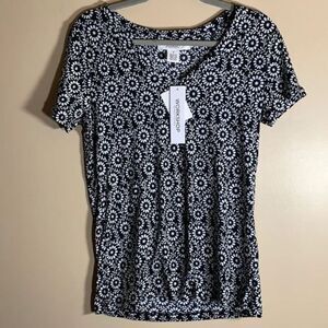 Workshop Black & White Floral T-Shirt NWT